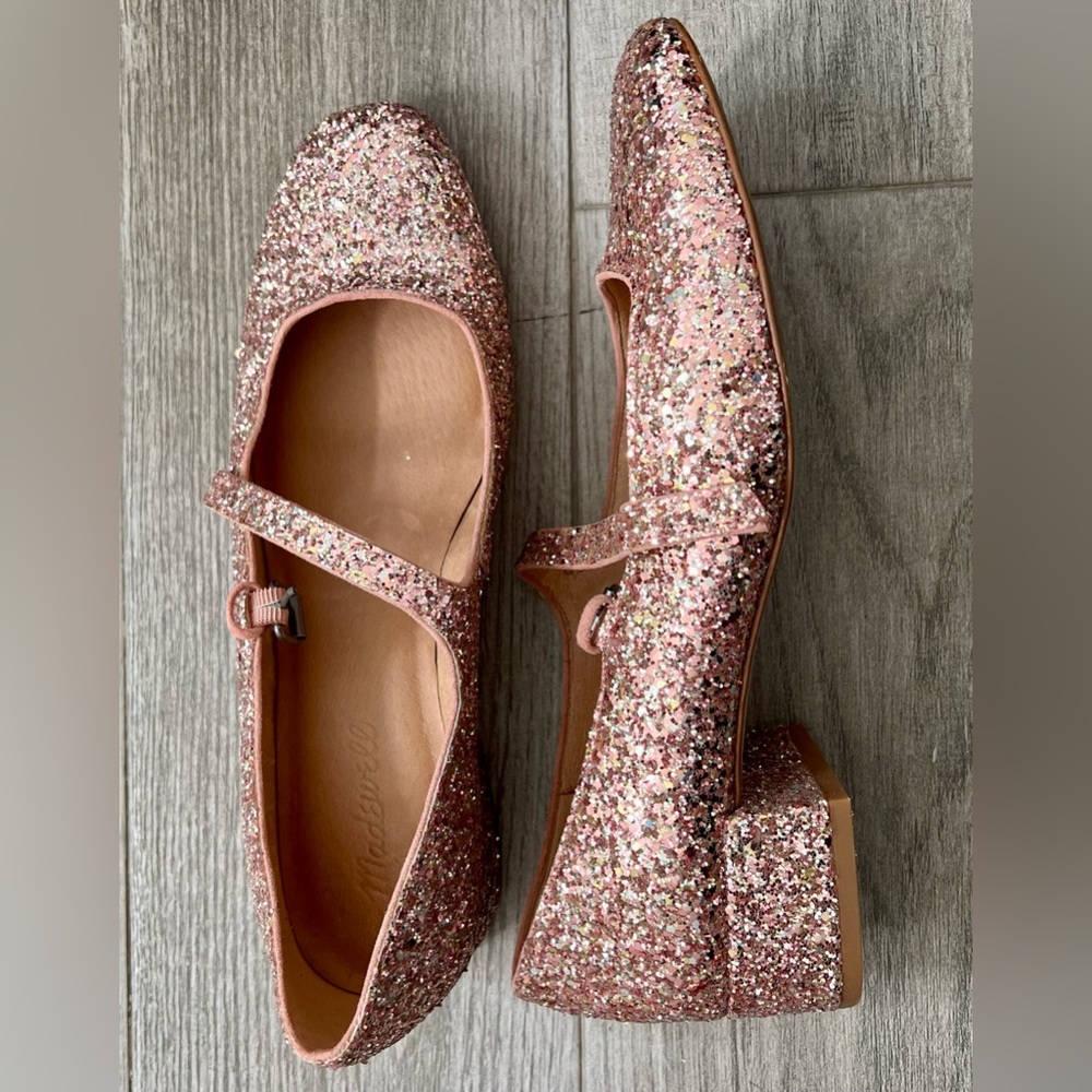 Madewell the Delilah Pink Glitter Mary Jane